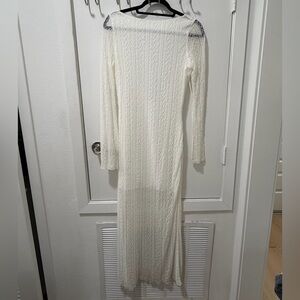 Zara Ivory Long-Sleeve Knit Maxi Dress